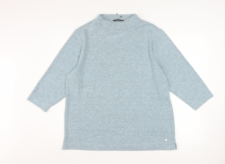 Tigi Women Blue Size 18 Mock Neck 3/4 Sleeve Knit Blouse