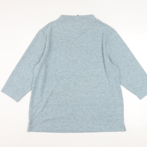 Tigi Women Blue Size 18 Mock Neck 3/4 Sleeve Knit Blouse