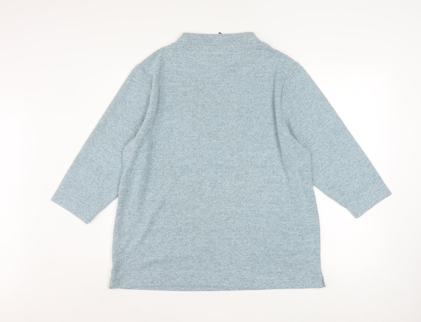 Tigi Women Blue Size 18 Mock Neck 3/4 Sleeve Knit Blouse