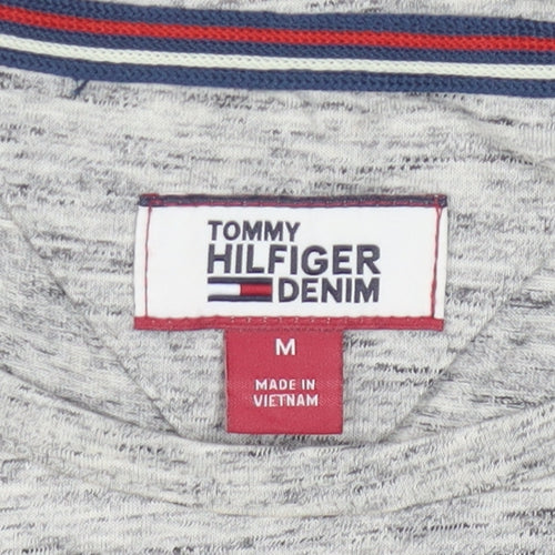 Tommy Hilfiger Women Grey Cropped Long Sleeve Cotton T-Shirt M