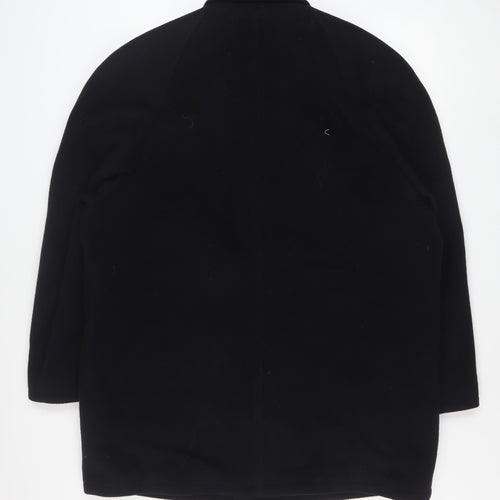 DiCaprio Men's Black Wool Blend 44R Mid-Length Overcoat