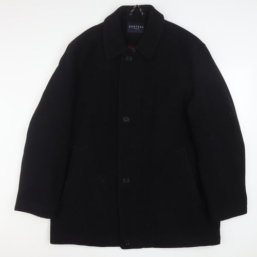 Gurteen Mens Black Wool Overcoat Size 46 Classic Mid-Length Jacket