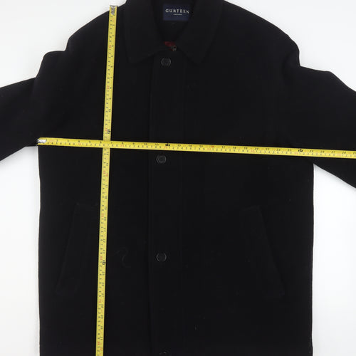 Gurteen Mens Black Wool Overcoat Size 46 Classic Mid-Length Jacket