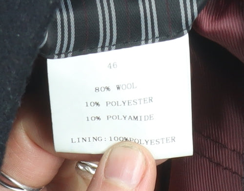 Gurteen Mens Black Wool Overcoat Size 46 Classic Mid-Length Jacket