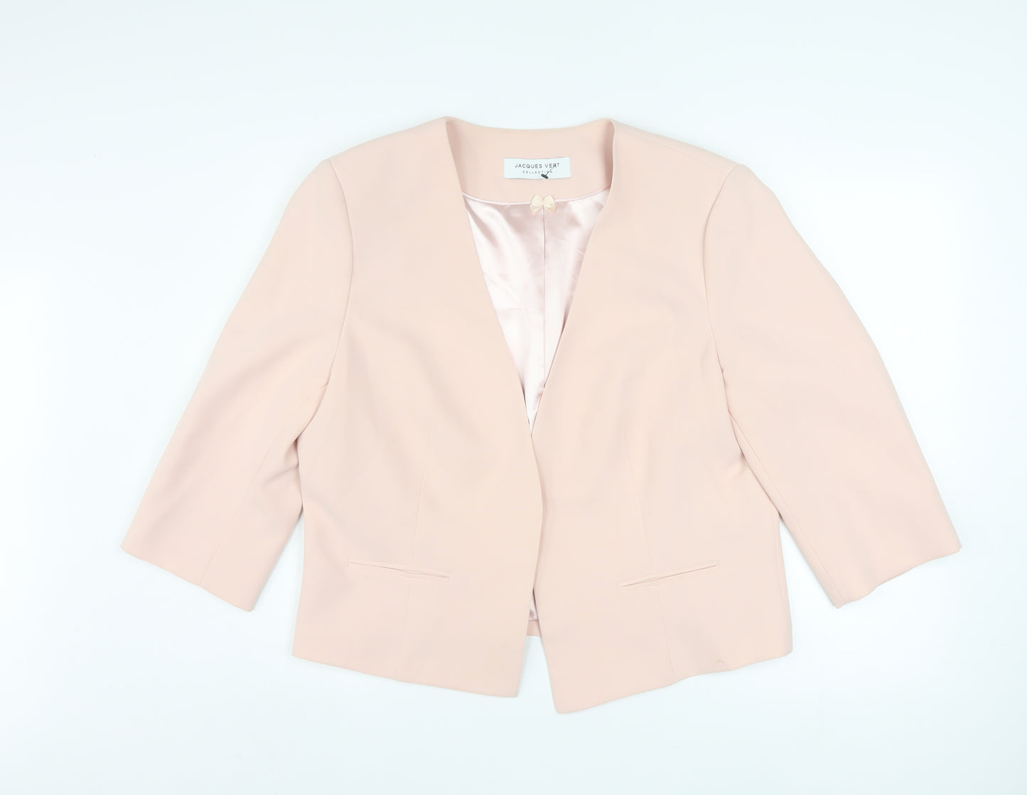 Jacques Vert Women's Pink Blazer Jacket Size 18 Formal Short Sleeve