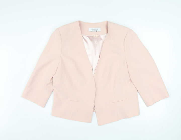 Jacques Vert Women's Pink Blazer Jacket Size 18 Formal Short Sleeve