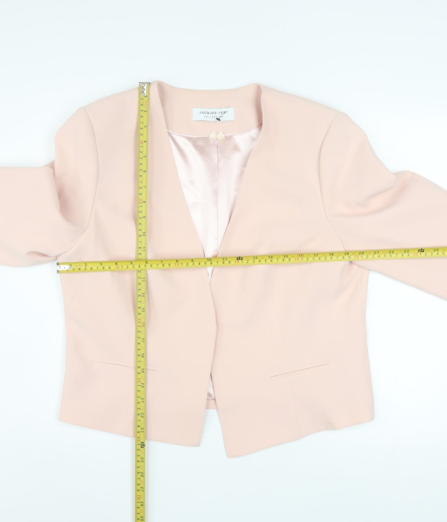 Jacques Vert Women's Pink Blazer Jacket Size 18 Formal Short Sleeve