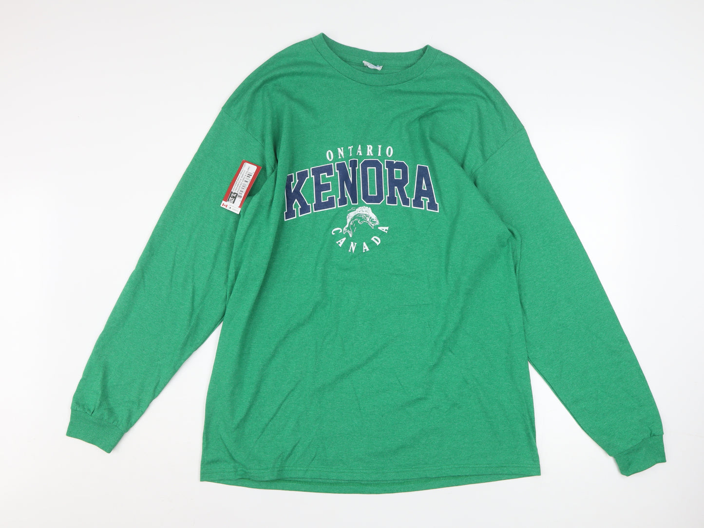 Men’s Green Ontario Kenora Canada Long Sleeve Cotton Blend T-Shirt XL