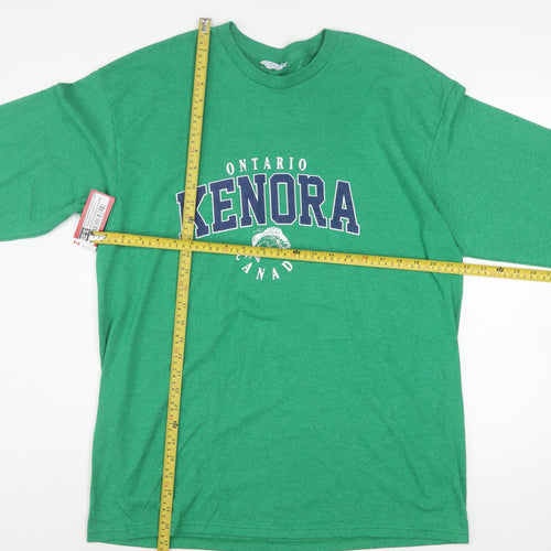 Men’s Green Ontario Kenora Canada Long Sleeve Cotton Blend T-Shirt XL