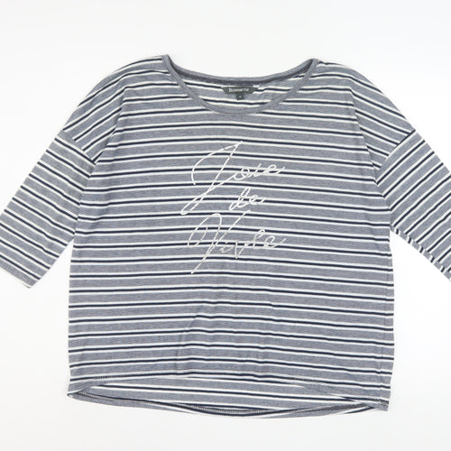 Bonmarché Women’s Blue Striped 3/4 Sleeve Relaxed T-Shirt Size 18