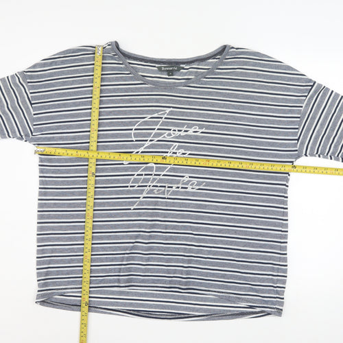 Bonmarché Women’s Blue Striped 3/4 Sleeve Relaxed T-Shirt Size 18