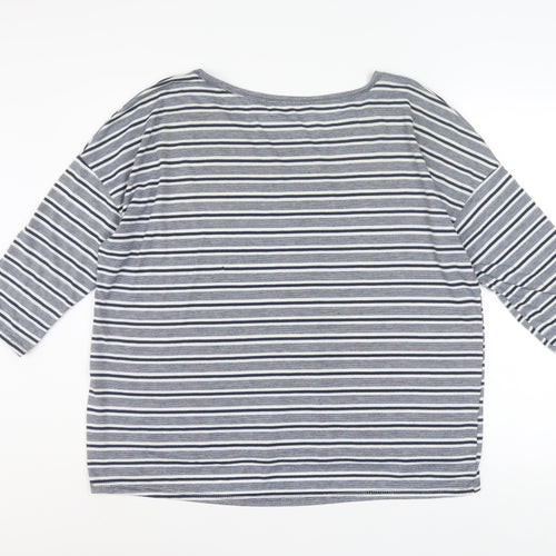 Bonmarché Women’s Blue Striped 3/4 Sleeve Relaxed T-Shirt Size 18