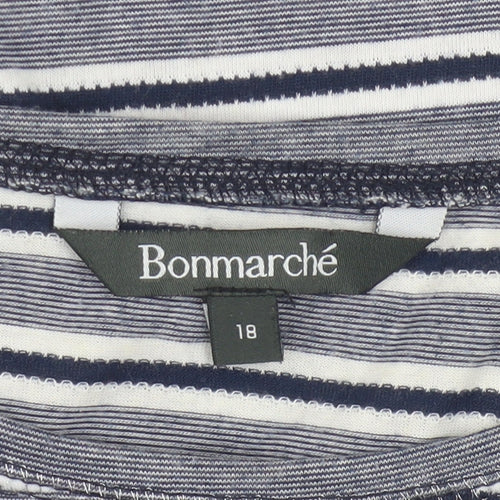 Bonmarché Women’s Blue Striped 3/4 Sleeve Relaxed T-Shirt Size 18