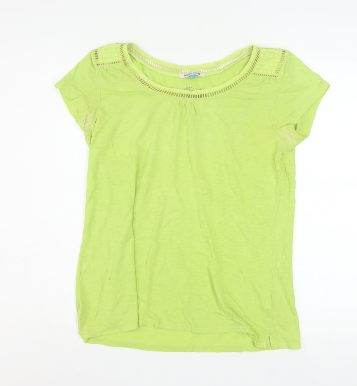 White Stuff Women’s Green Cotton Scoop Neck T-Shirt Size 14