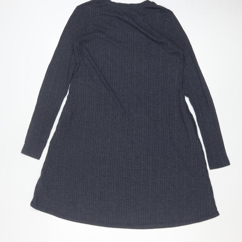 Marks and Spencer Women Grey Size 10 A-Line Long Sleeve Knit Dress