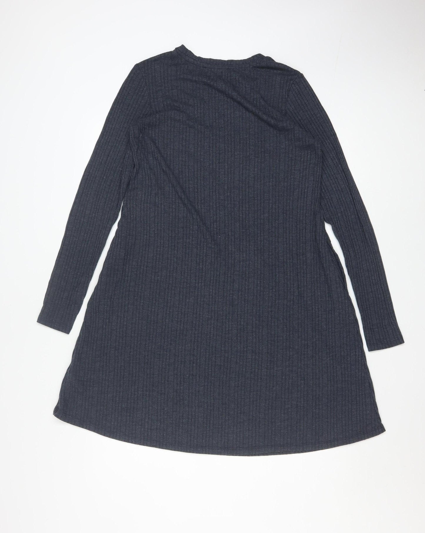 Marks and Spencer Women Grey Size 10 A-Line Long Sleeve Knit Dress