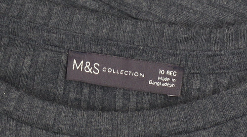 Marks and Spencer Women Grey Size 10 A-Line Long Sleeve Knit Dress