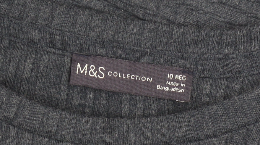 Marks and Spencer Women Grey Size 10 A-Line Long Sleeve Knit Dress