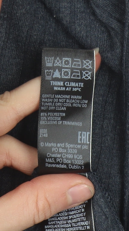 Marks and Spencer Women Grey Size 10 A-Line Long Sleeve Knit Dress