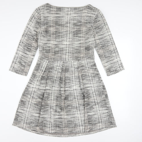 Max Studio Women's Grey Check Fit & Flare Knee Length Dress Medium