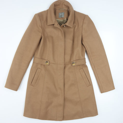 Oasis Women's Beige Mid-Length Coat Small Classic Lined Wool Blend