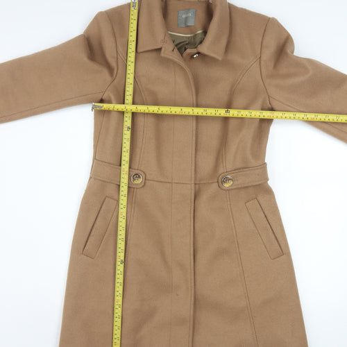 Oasis Women's Beige Mid-Length Coat Small Classic Lined Wool Blend