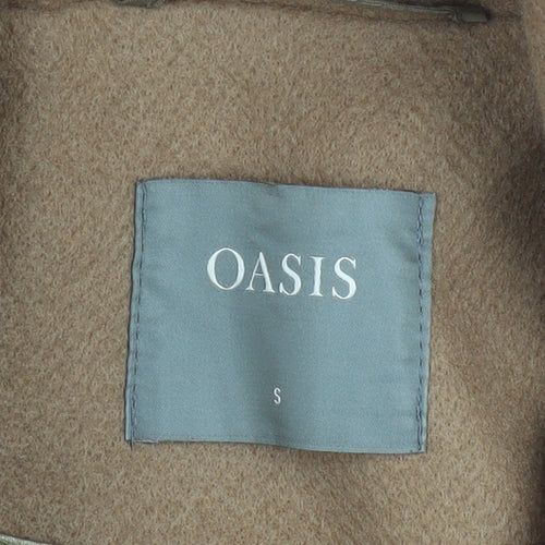 Oasis Women's Beige Mid-Length Coat Small Classic Lined Wool Blend