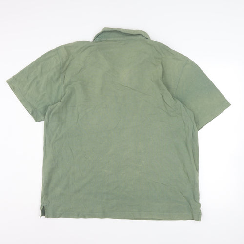 Hawkshead Mens Green Cotton Short Sleeve Collared Casual Shirt L