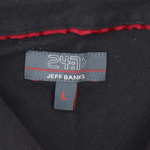 Jeff Banks Mens Brown Striped Cotton Polo Shirt Size L