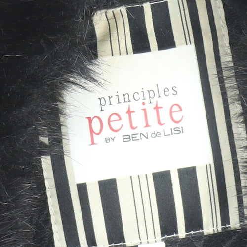 Principles by Ben de Lisi Women's Black Faux Fur Collar Long Coat Size 14 Petite