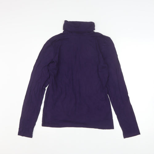 H&M Women's Purple Roll Neck Long Sleeve Stretch Jersey Top Size L