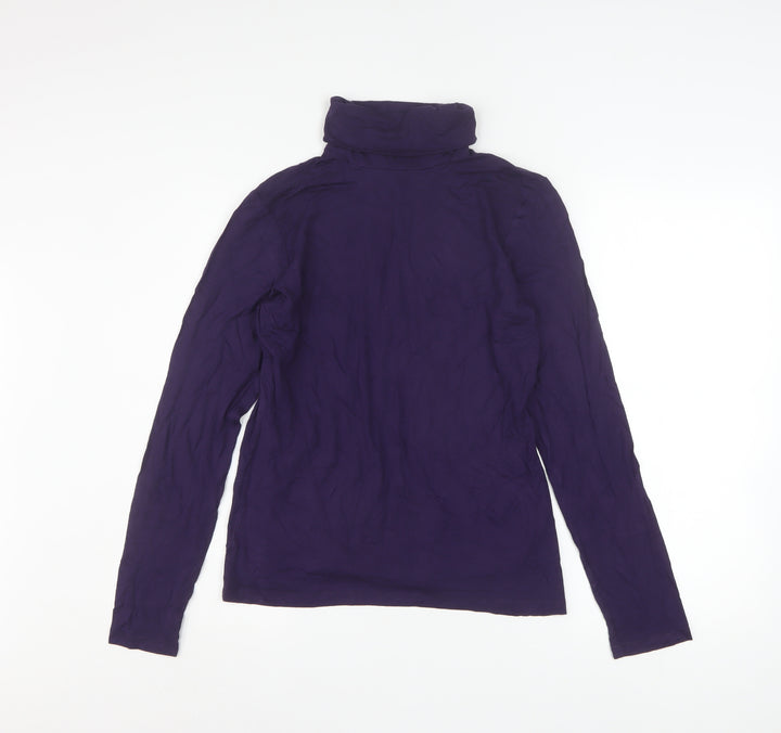 H&M Women's Purple Roll Neck Long Sleeve Stretch Jersey Top Size L