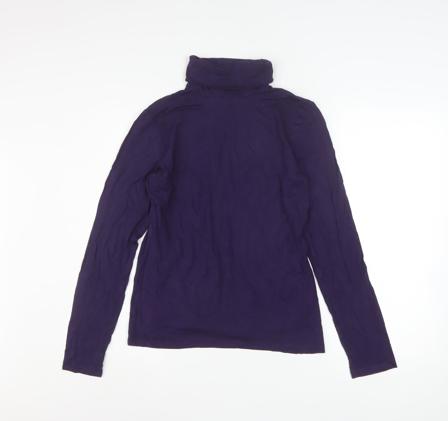 H&M Women's Purple Roll Neck Long Sleeve Stretch Jersey Top Size L