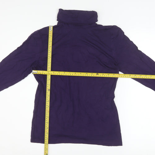 H&M Women's Purple Roll Neck Long Sleeve Stretch Jersey Top Size L