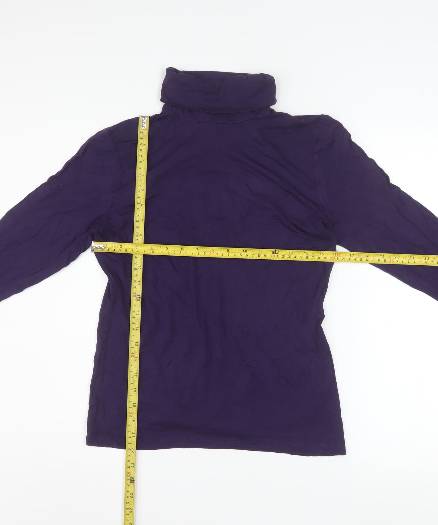 H&M Women's Purple Roll Neck Long Sleeve Stretch Jersey Top Size L