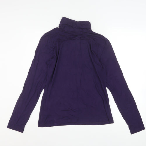 H&M Women's Purple Roll Neck Long Sleeve Stretch Jersey Top Size L