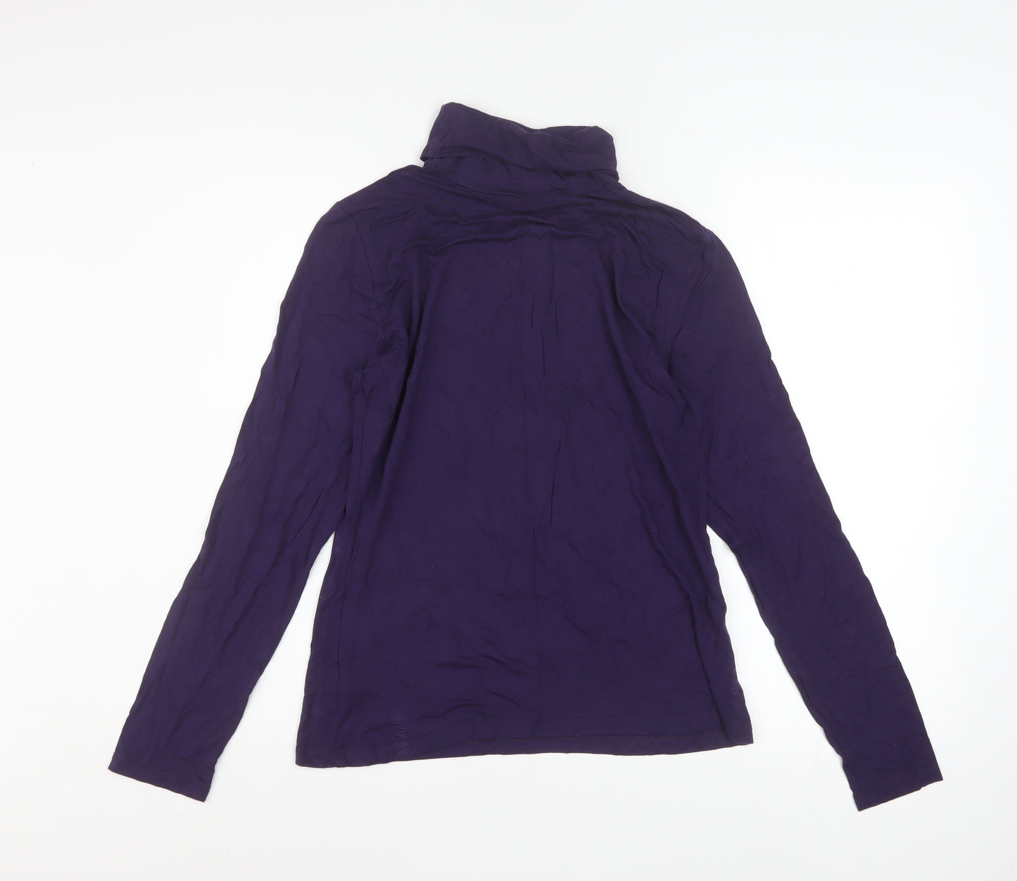 H&M Women's Purple Roll Neck Long Sleeve Stretch Jersey Top Size L