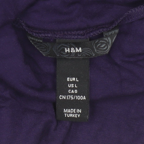 H&M Women's Purple Roll Neck Long Sleeve Stretch Jersey Top Size L