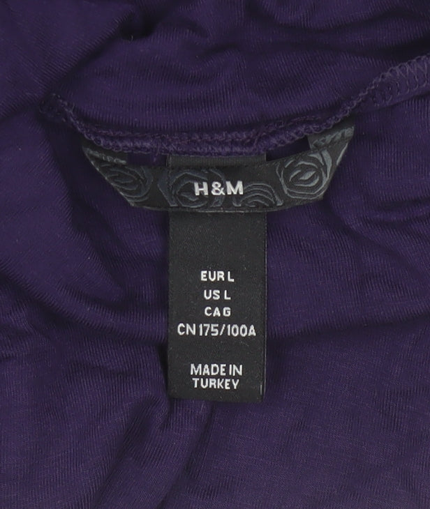 H&M Women's Purple Roll Neck Long Sleeve Stretch Jersey Top Size L