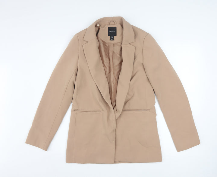 New Look Women’s Beige Blazer Jacket UK 8 Mid-Length Lined