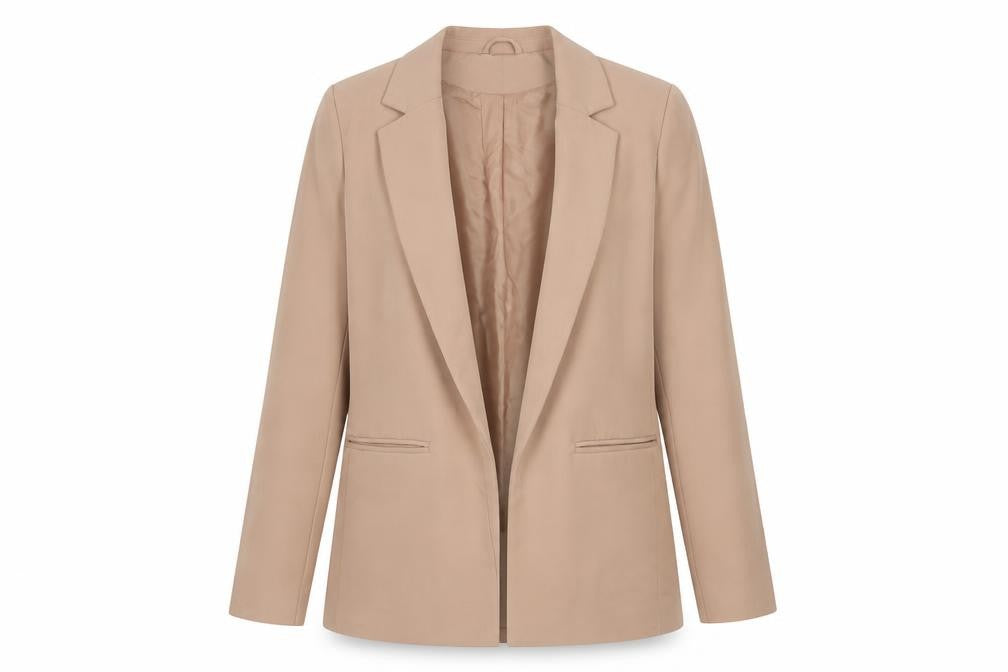 Front view of New Look Women’s Beige Blazer Jacket UK 8 Mid-Length Lined