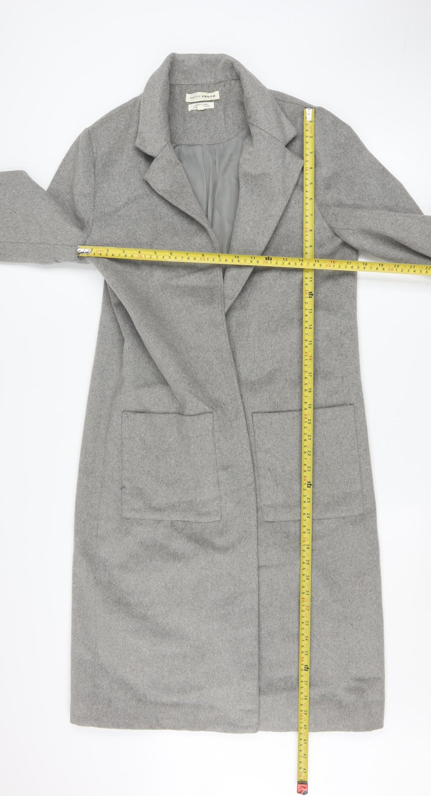 Native Youth Women's Grey Long Wool Blend Overcoat XS