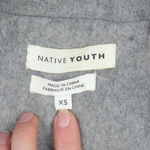 Native Youth Women's Grey Long Wool Blend Overcoat XS