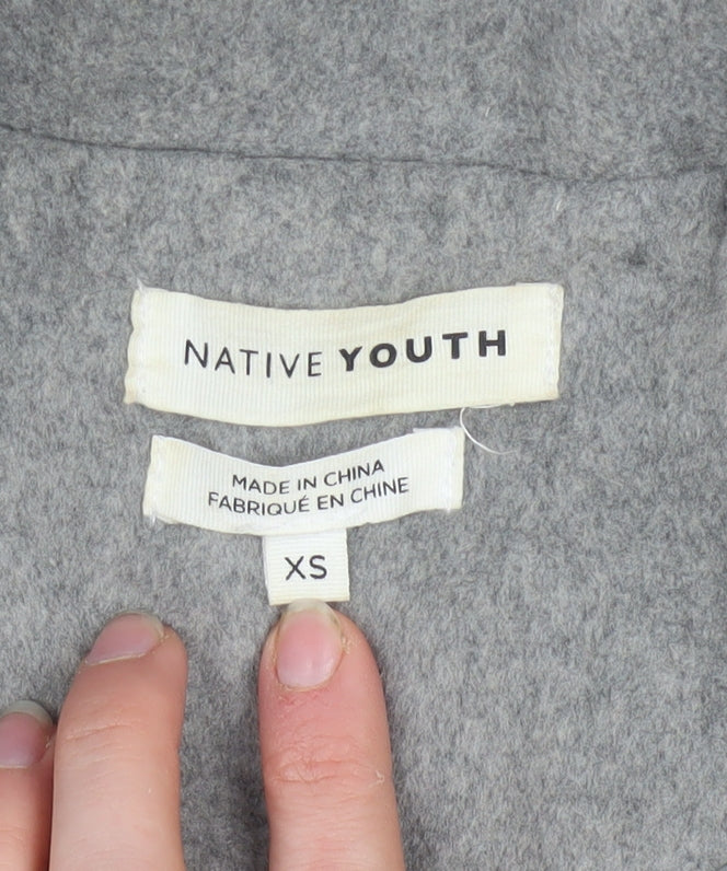 Native Youth Women's Grey Long Wool Blend Overcoat XS
