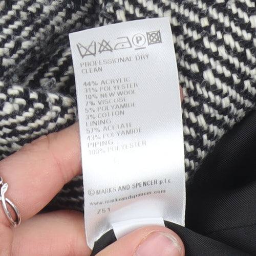 Marks and Spencer Womens Grey Tweed Blazer UK 14 Classic Fit Jacket