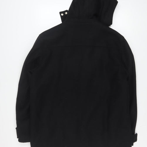 Michel René Men's Black Wool Blend Hooded Parka Coat L 42in