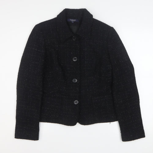 Debenhams Women’s Black Tweed Blazer Size 16 Lined Business Jacket