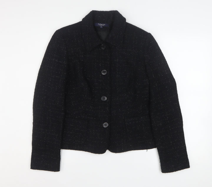 Debenhams Women’s Black Tweed Blazer Size 16 Lined Business Jacket