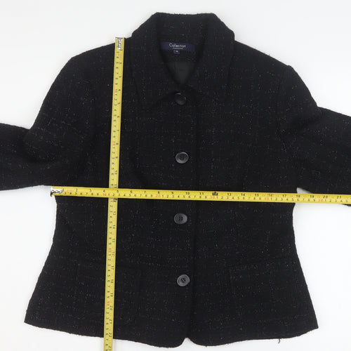 Debenhams Women’s Black Tweed Blazer Size 16 Lined Business Jacket