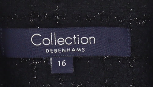 Debenhams Women’s Black Tweed Blazer Size 16 Lined Business Jacket